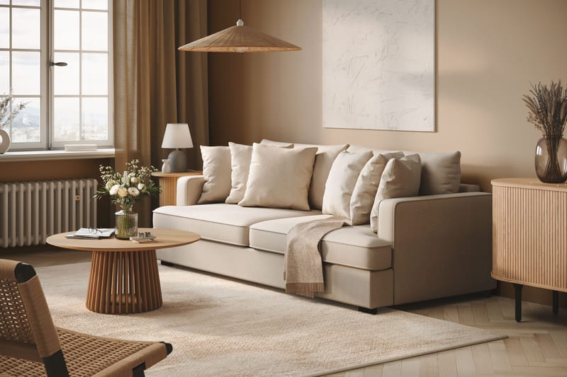Rossita 4-personers Dyb Sofa i Bouclé - Beige - Møbler - Sofaer - 4 personers sofa
