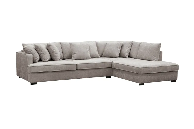 Rossita 4-personers Højrevendt L-formet Dyb Chaiselongsofa i Chenille - Grå / Brun - Møbler - Sofaer - Sofa med chaiselong
