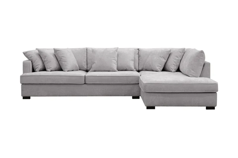 Rossita 4-personers Højrevendt L-formet Dyb Chaiselongsofa i Chenille - Grå - Møbler - Sofaer - Sofa med chaiselong