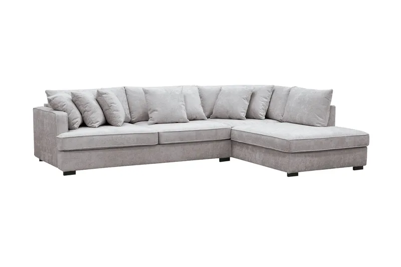 Rossita 4-personers Højrevendt L-formet Dyb Chaiselongsofa i Chenille - Grå / Brun - Møbler - Sofaer - Sofa med chaiselong