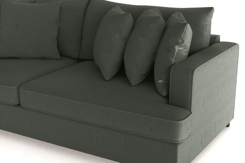 Rossita 4-personers Dyb Sofa i Jernbanefløjl - Mørkegrøn - Møbler - Sofaer - 4 personers sofa