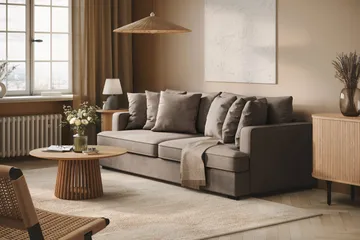 Rossita 4-personers Dyb Sofa i Stof - Brun - Møbler - Sofaer - 4 personers sofa