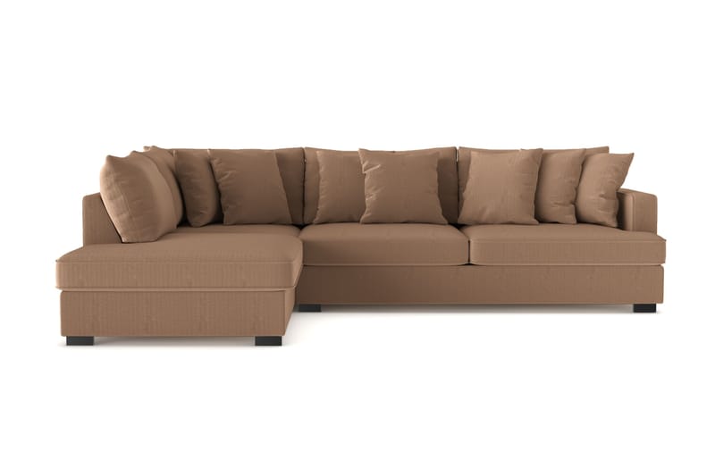 Rossita 4-personers Venstrevendt L-formet Dyb Chaiselongsofa i Jernbanefløjl - Brun - Møbler - Sofaer - Sofa med chaiselong