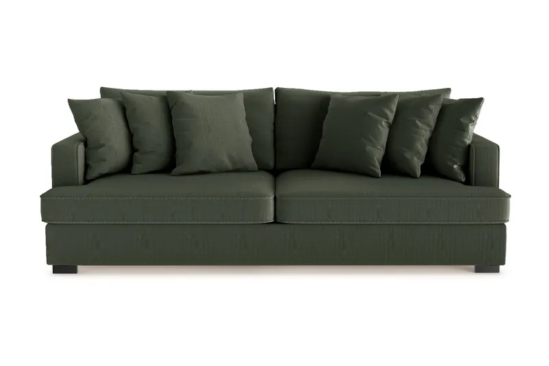 Rossita 4-personers Dyb Sofa i Jernbanefløjl, Mørkegrøn