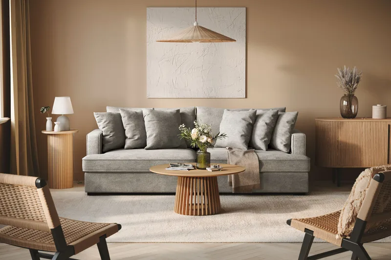 Rossita 4-personers Dyb Sofa i Chenille - Lys Grå - Møbler - Sofaer - 4 personers sofa