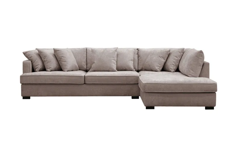 Rossita 4-personers Højrevendt L-formet Dyb Chaiselongsofa i Chenille - Grå / Brun - Møbler - Sofaer - Sofa med chaiselong