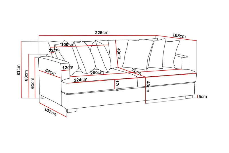 Rossita 4-personers Dyb Sofa i Jernbanefløjl - Mørkegrå - Møbler - Sofaer - Velour sofaer
