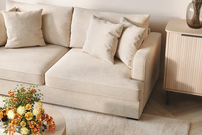 Rossita 4-personers Dyb Sofa i Chenille - Beige - Møbler - Sofaer - 4 personers sofa