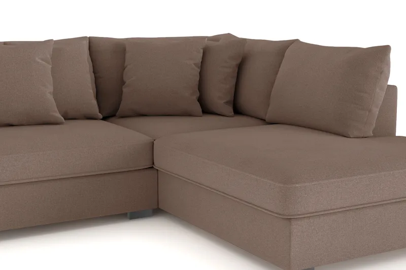 Rossita 4-personers Højrevendt L-formet Dyb Chaiselongsofa i Stof - Brun - Møbler - Sofaer - Sofa med chaiselong