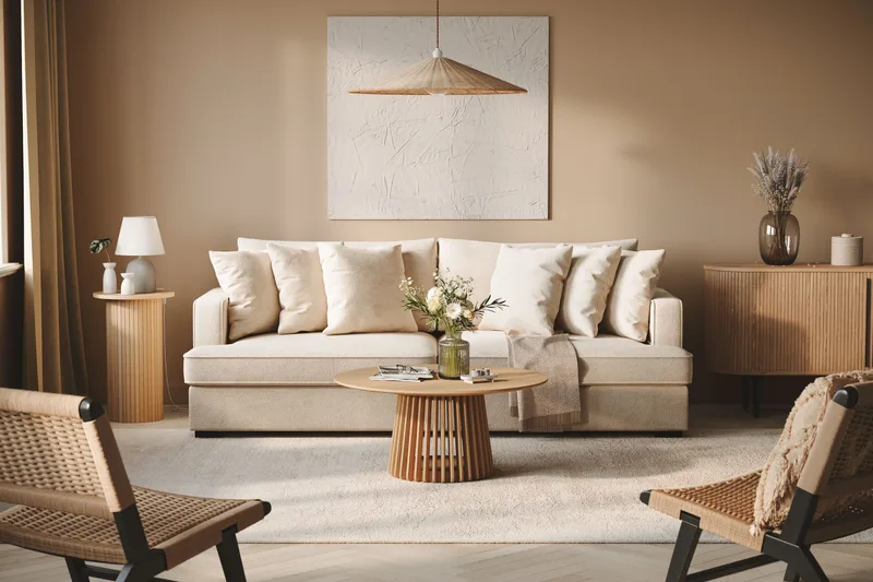 Rossita 4-personers Dyb Sofa i Chenille - Beige - Møbler - Sofaer - 4 personers sofa