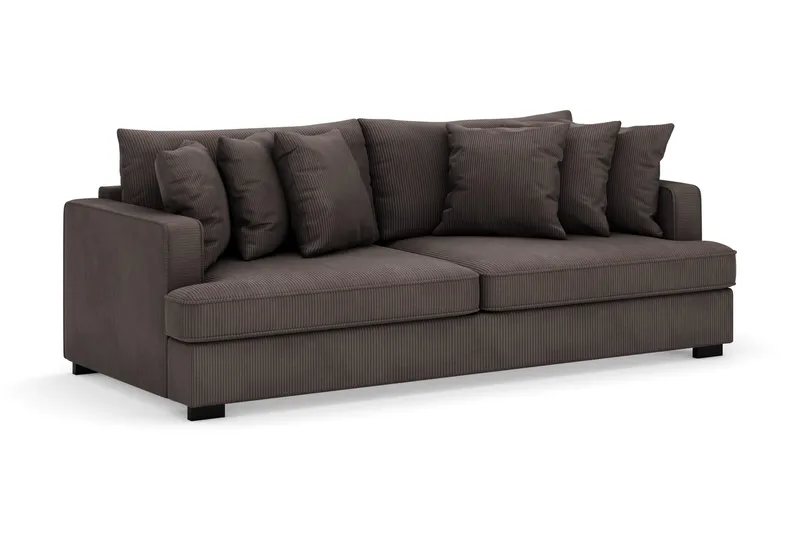 Rossita 4-personers Dyb Sofa i Jernbanefløjl - Mørkegrå - Møbler - Sofaer - Velour sofaer