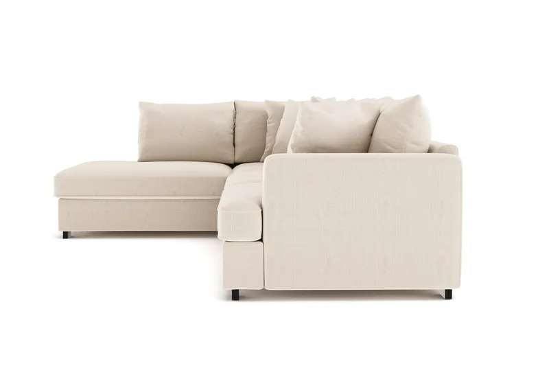 Rossita 4-personers Venstrevendt L-formet Dyb Chaiselongsofa i Jernbanefløjl - Beige - Møbler - Sofaer - Sofa med chaiselong