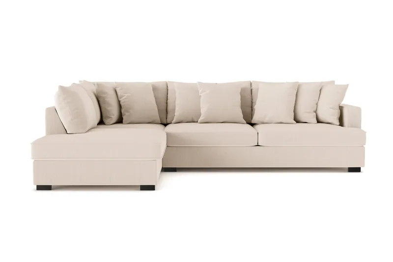 Rossita 4-personers Venstrevendt L-formet Dyb Chaiselongsofa i Jernbanefløjl, Beige