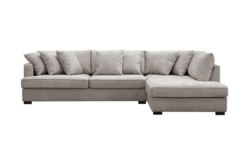 Rossita 4-personers Højrevendt L-formet Dyb Chaiselongsofa i Chenille - Grå / Brun - Møbler - Sofaer - Sofa med chaiselong