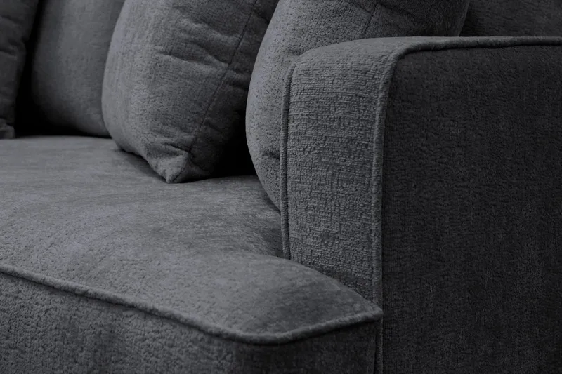 Rossita 4-personers Venstrevendt L-formet Dyb Chaiselongsofa i Chenille - Sort - Møbler - Sofaer - Sofa med chaiselong