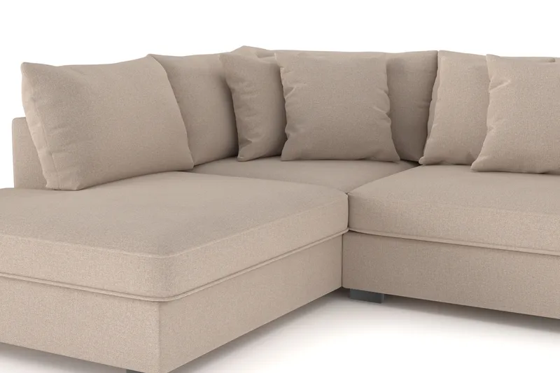 Rossita 4-personers Venstrevendt L-formet Dyb Chaiselongsofa i Stof - Beige - Møbler - Sofaer - Sofa med chaiselong