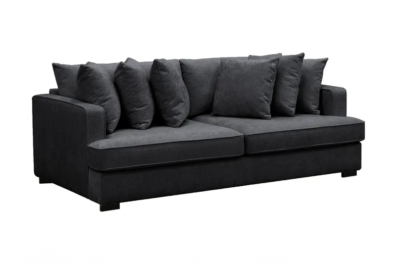 Rossita 4-personers Dyb Sofa i Chenille - Sort - Møbler - Sofaer - 4 personers sofa
