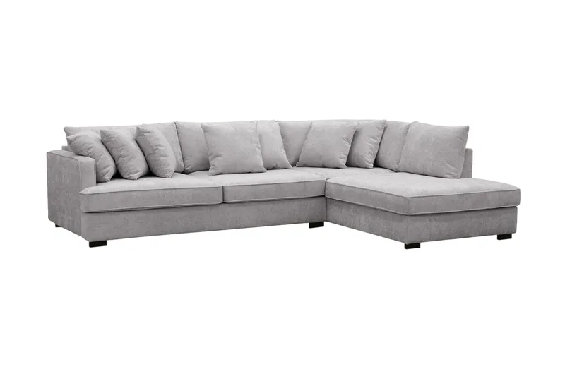 Rossita 4-personers Højrevendt L-formet Dyb Chaiselongsofa i Chenille - Grå - Møbler - Sofaer - Sofa med chaiselong