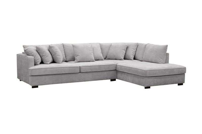 Rossita 4-personers Højrevendt L-formet Dyb Chaiselongsofa i Chenille - Grå - Møbler - Sofaer - Sofa med chaiselong