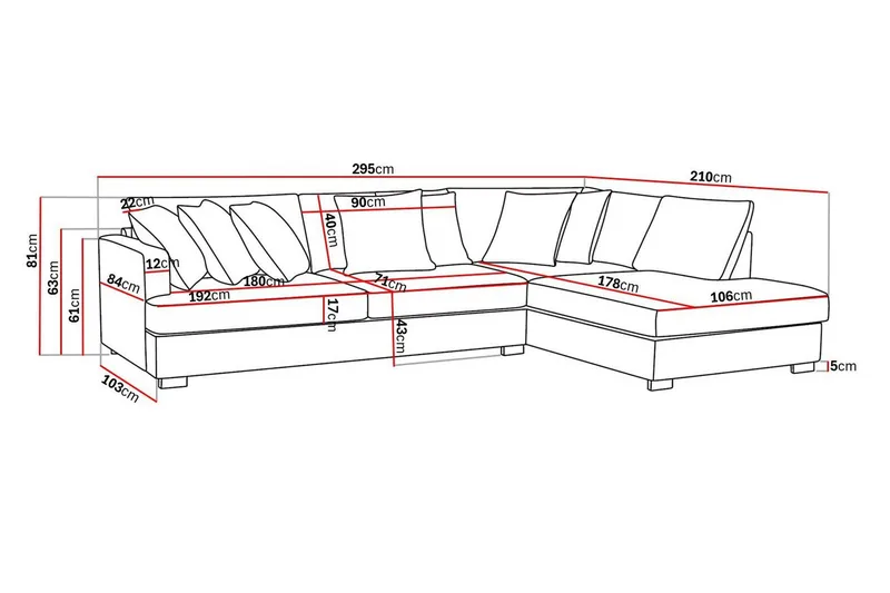 Rossita 4-personers Højrevendt L-formet Dyb Chaiselongsofa i Jernbanefløjl - Brun - Møbler - Sofaer - Sofa med chaiselong