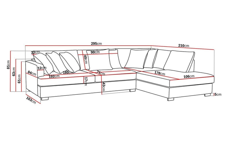 Rossita 4-personers Højrevendt L-formet Dyb Chaiselongsofa i Stof - Beige - Møbler - Sofaer - Sofa med chaiselong
