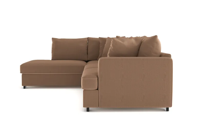Rossita 4-personers Venstrevendt L-formet Dyb Chaiselongsofa i Jernbanefløjl - Brun - Møbler - Sofaer - Sofa med chaiselong