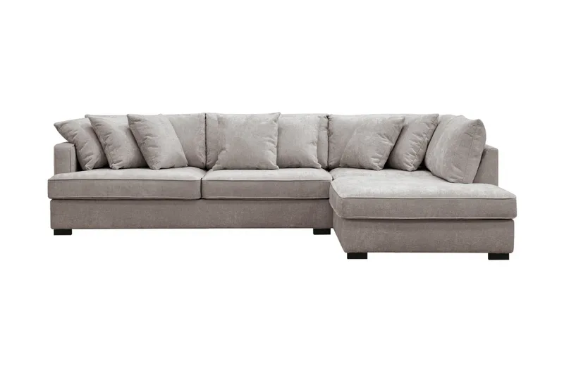 Rossita 4-personers Højrevendt L-formet Dyb Chaiselongsofa i Chenille - Grå / Brun - Møbler - Sofaer - Sofa med chaiselong