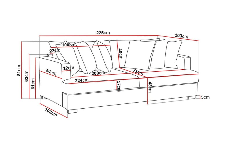 Rossita 4-personers Dyb Sofa i Stof - Brun - Møbler - Sofaer - 4 personers sofa