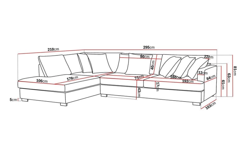 Rossita 4-personers Venstrevendt L-formet Dyb Chaiselongsofa i Jernbanefløjl - Brun - Møbler - Sofaer - Sofa med chaiselong