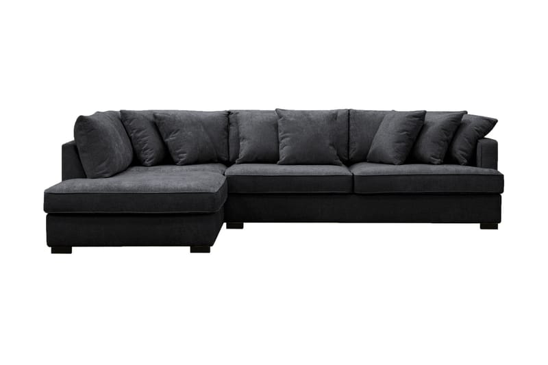 Rossita 4-personers Venstrevendt L-formet Dyb Chaiselongsofa i Chenille - Sort - Møbler - Sofaer - Sofa med chaiselong