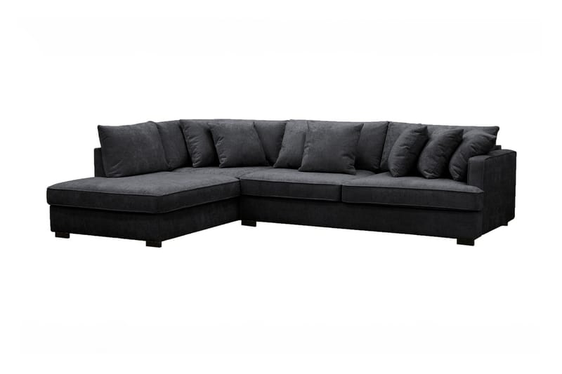Rossita 4-personers Venstrevendt L-formet Dyb Chaiselongsofa i Chenille - Sort - Møbler - Sofaer - Sofa med chaiselong