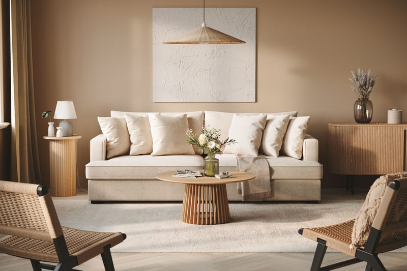 Rossita 4-personers Dyb Sofa i Chenille - Beige - Møbler - Sofaer - 4 personers sofa