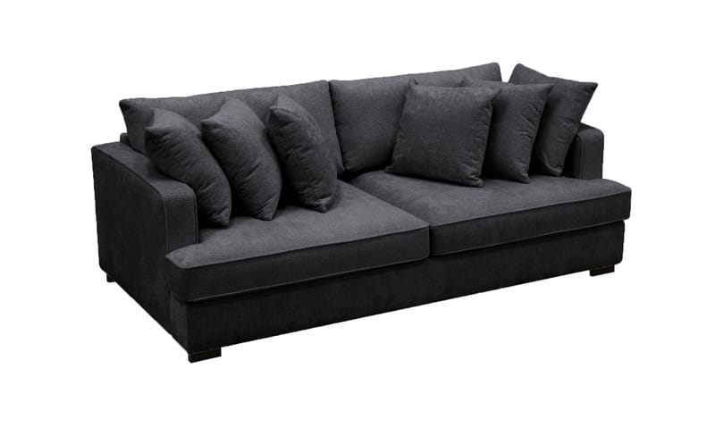 Rossita 4-personers Dyb Sofa i Chenille - Sort - Møbler - Sofaer - 4 personers sofa