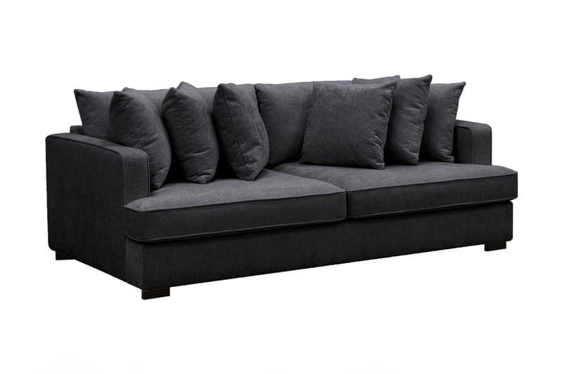 Rossita 4-personers Dyb Sofa i Chenille - Sort - Møbler - Sofaer - 4 personers sofa