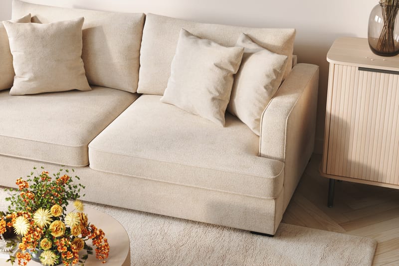 Rossita 4-personers Dyb Sofa i Chenille - Beige - Møbler - Sofaer - 4 personers sofa