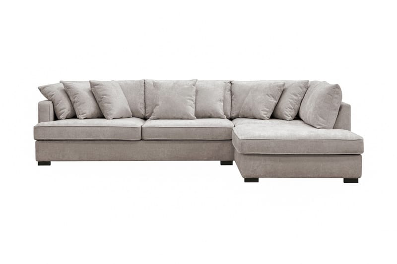 Rossita 4-personers Højrevendt L-formet Dyb Chaiselongsofa i Chenille, Grå / Brun