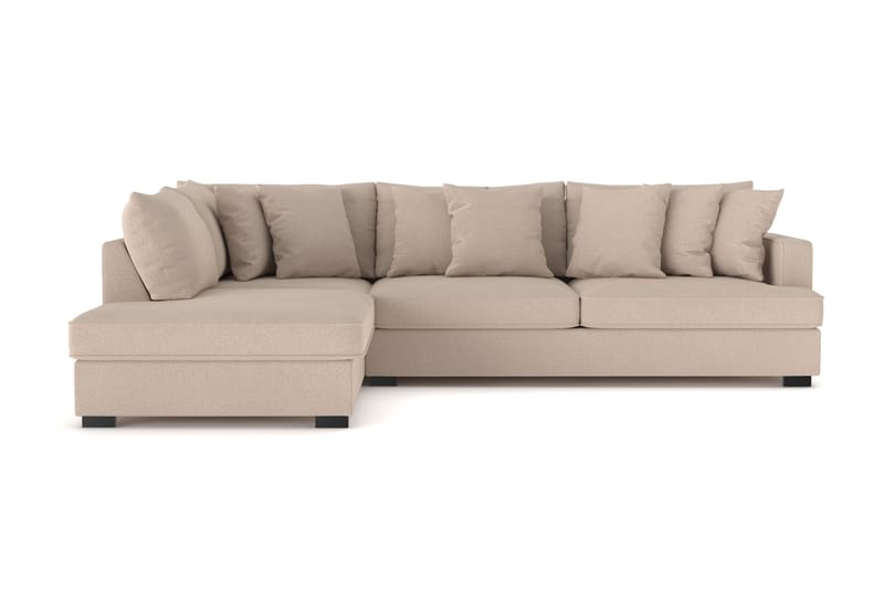 Rossita 4-personers Venstrevendt L-formet Dyb Chaiselongsofa i Stof, Beige