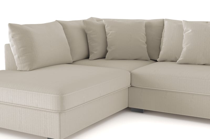 Rossita 4-personers Venstrevendt L-formet Dyb Chaiselongsofa i Jernbanefløjl - Greige - Møbler - Sofaer - Sofa med chaiselong