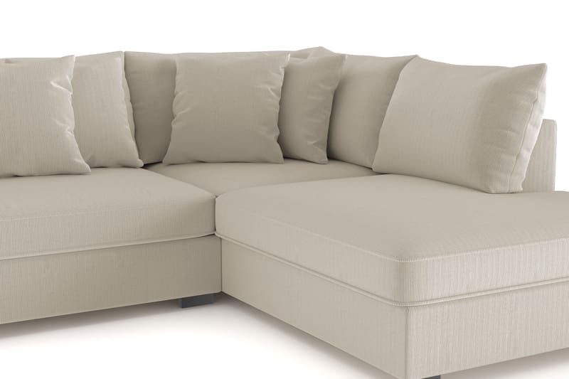 Rossita 4-personers Højrevendt L-formet Dyb Chaiselongsofa i Jernbanefløjl - Greige - Møbler - Sofaer - Sofa med chaiselong