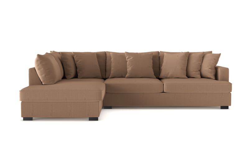 Rossita 4-personers Venstrevendt L-formet Dyb Chaiselongsofa i Jernbanefløjl - Brun - Møbler - Sofaer - Sofa med chaiselong