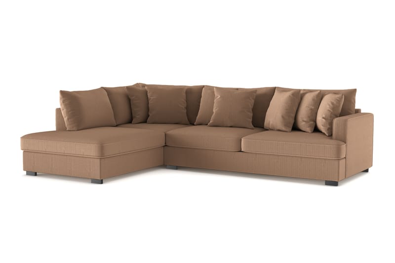 Rossita 4-personers Venstrevendt L-formet Dyb Chaiselongsofa i Jernbanefløjl - Brun - Møbler - Sofaer - Sofa med chaiselong