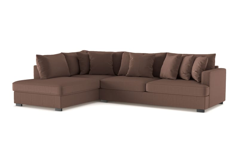 Rossita 4-personers Venstrevendt L-formet Dyb Chaiselongsofa i Jernbanefløjl - Brun - Møbler - Sofaer - Sofa med chaiselong