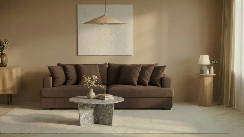 Rossita 4-personers Dyb Sofa i Jernbanefløjl - Brun - Møbler - Sofaer - 4 personers sofa