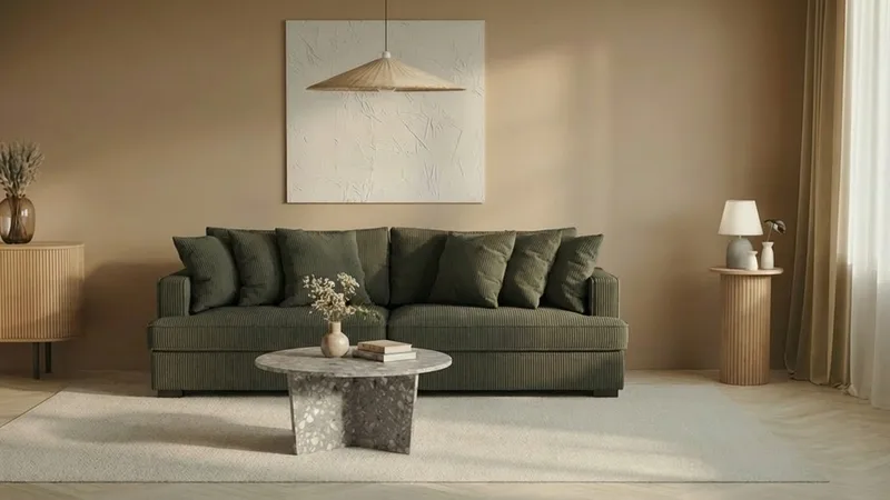 Rossita 4-personers Dyb Sofa i Jernbanefløjl - Mørkegrøn - Møbler - Sofaer - 4 personers sofa