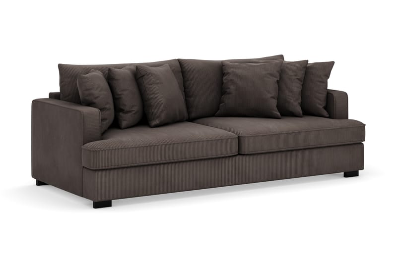 Rossita 4-personers Dyb Sofa i Jernbanefløjl - Mørkegrå - Møbler - Sofaer - Velour sofaer