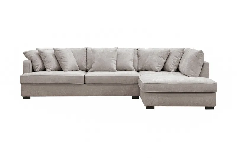 Rossita 4-personers Højrevendt L-formet Dyb Chaiselongsofa i Chenille - Grå / Brun - Møbler - Sofaer - Sofa med chaiselong