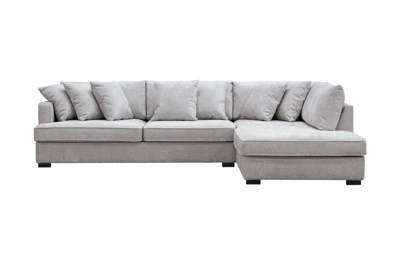 Rossita 4-personers Højrevendt L-formet Dyb Chaiselongsofa i Chenille - Grå / Brun - Møbler - Sofaer - Sofa med chaiselong