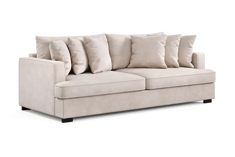 Rossita 4-personers Dyb Sofa i Fløjl - Beige - Møbler - Sofaer - Velour sofaer
