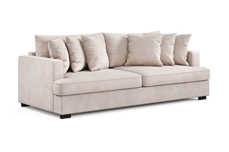 Rossita 4-personers Dyb Sofa i Fløjl - Beige - Møbler - Sofaer - Velour sofaer