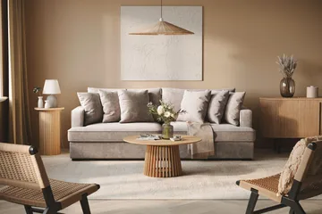 Rossita 4-personers Dyb Sofa i Chenille - Trenza 08, Grå/Brun Chenille - Møbler - Sofaer - 4 personers sofa
